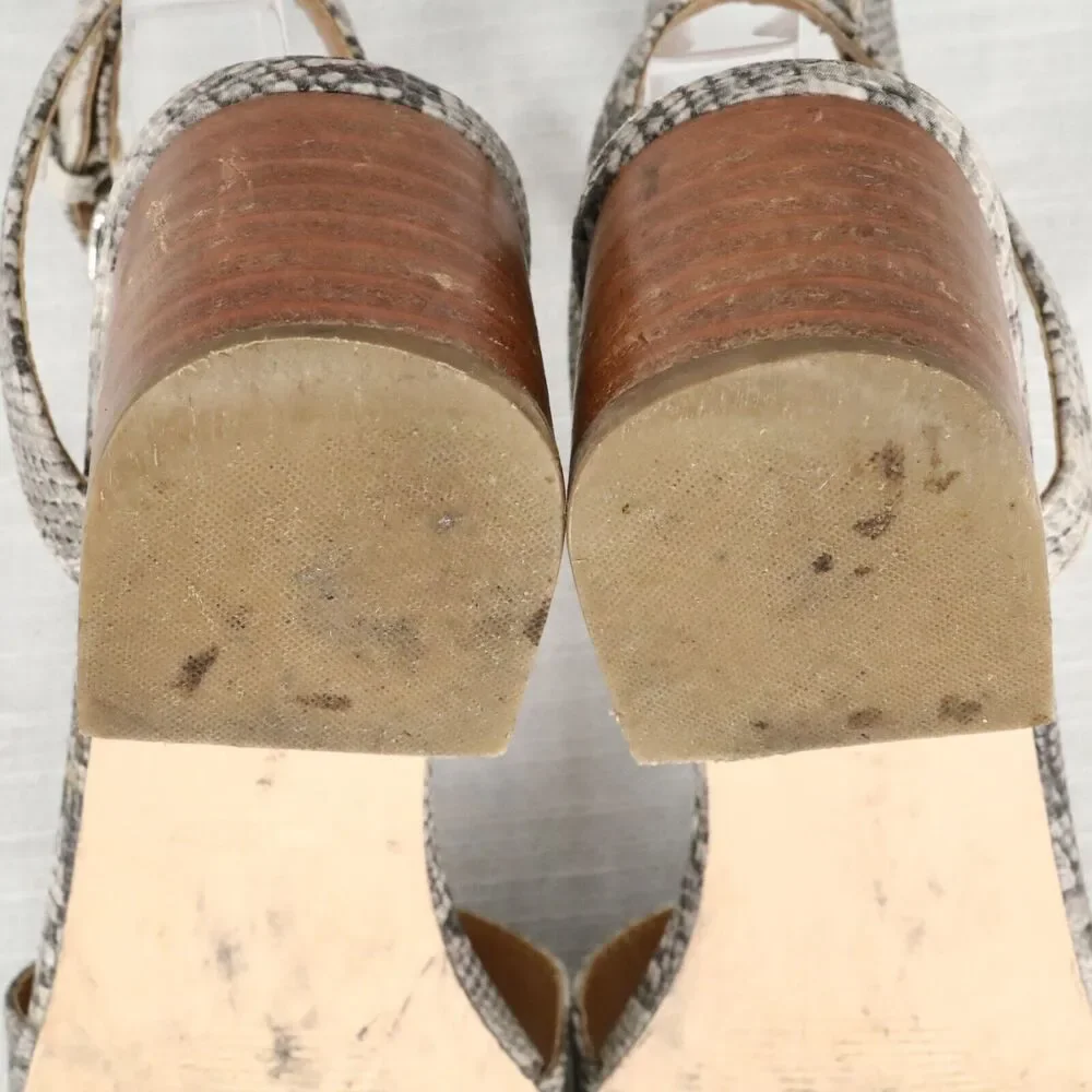 J Crew Sandals Womens 6 M Gray Animal Print Block Heels Ankle Strap Shoes